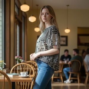 Woman’s Vintage Lane Bryant sheer blouse.